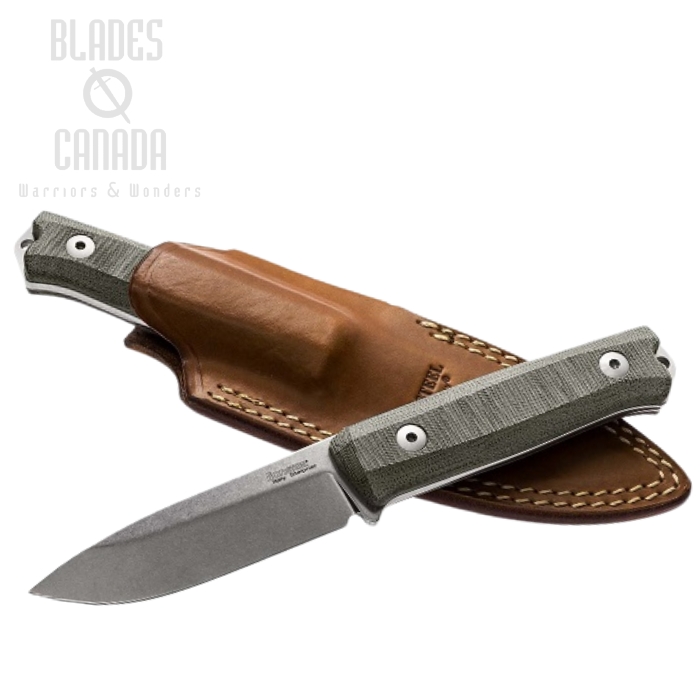 Lion Steel B40 CVG Fixed Blade Knife, Sleipner, Canvas Micarta, Leather Sheath, B40 CVG
